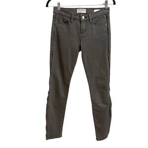 Frame Denim Le Skinny De Jeanne Gray Zipper Jeans